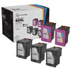 LD Remanufactured Black & Color Ink Cartridges for HP 60XL