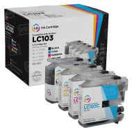 Set of 4 Brother Compatible LC103 Ink Cartridges: BCMY