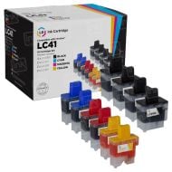 Set of 10 Brother Compatible LC41 Ink Cartridges: 4BK & 2 each of CMY